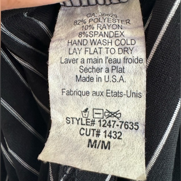 Vintage Y2K Asymmetrical Dress Black White Stripe - Picture 5 of 9